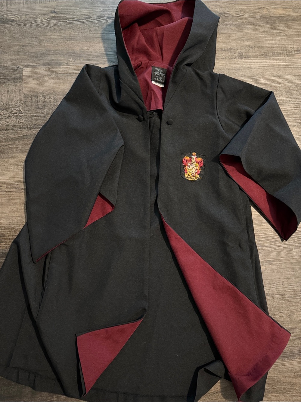 Black and Burgundy Hooded Coat with Gryffindor Crest- Harry Potter